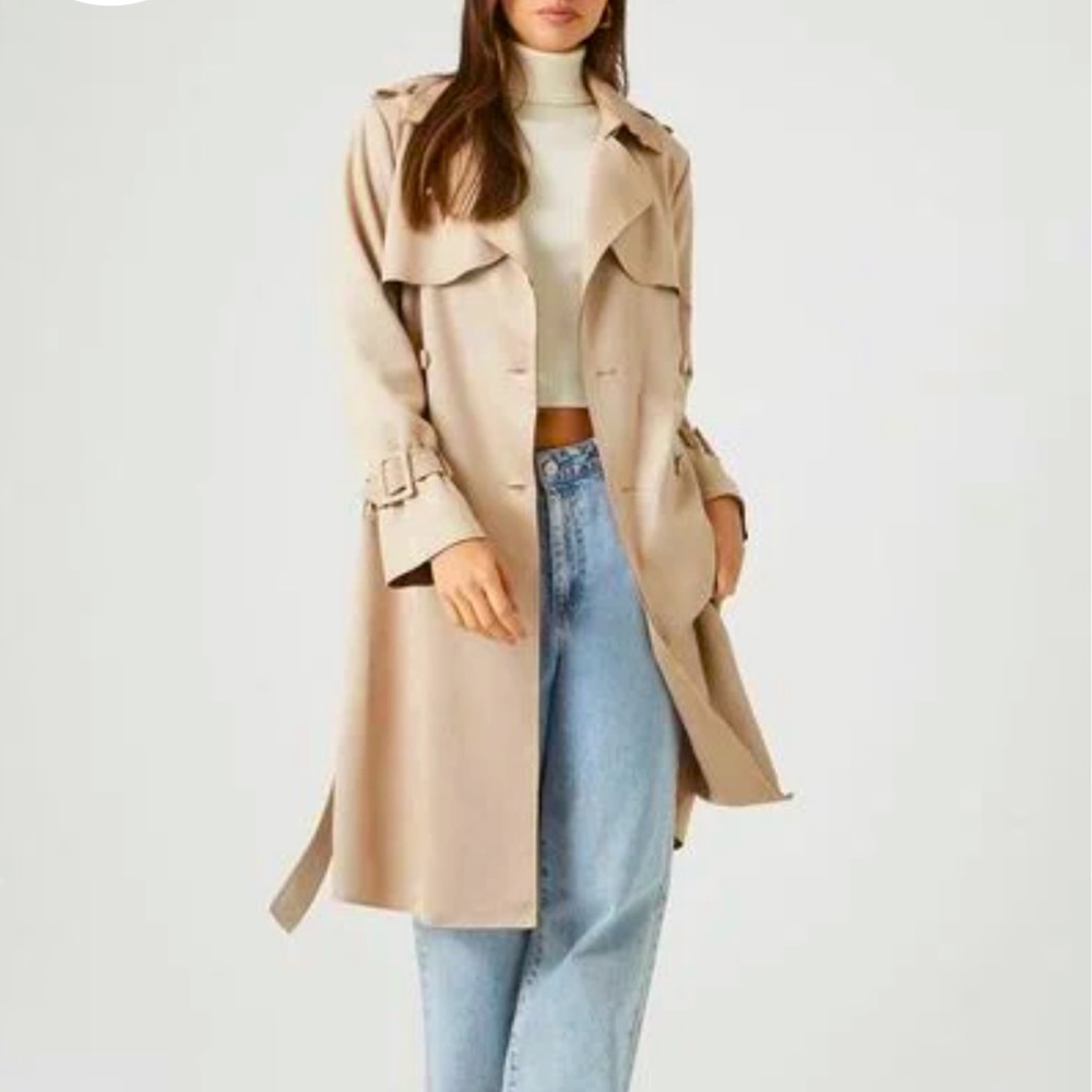 Faux Suede Trench Coat